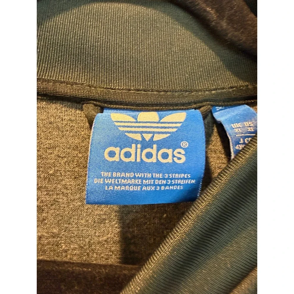 Adidas Originals Mens XL Track Jacket Black Tan Three Stripe Trefoil Full Zip